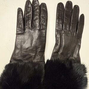 Leather and Rabbit Fur Lined Gloves